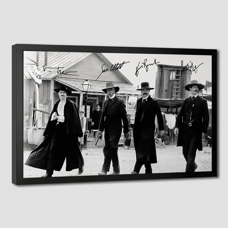 Holliday And Wyatt Earp Vintage Black And White Art Poster,Tombstone Movie Canvas Poster Wall Art Decor,Vintage Home Aesthetic Decor Canvas Print