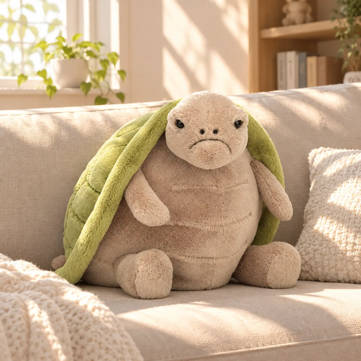 Jellycat Cute Grumpy Turtle Plush Toy , Emotional Support Companion, Soft Squishy Pillow, Fun Gift & Home Decoration