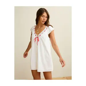 AE V-Neck Ruffled Button-Up Mini Dress
