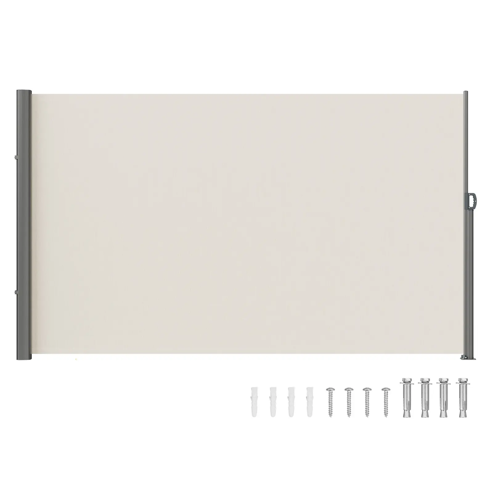 【Summerfinds】 VEVOR Retractable Side Awning, 63''x 118'' Aluminum Outdoor Privacy Screen, 280g Polyester Water-proof Retractable Patio Screen, UV 30+ Room Divider Wind Screen for Patio, Backyard, Balcony, Beigedealsforyoudays