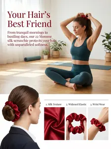 3pcs 100% Mulberry Silk Scrunchies, Hair Accessories Set, Seamless & Gentle, Light Luxury Texture, High Elasticity, Ideal for Professional Women, Students and Daily Hair Care. Versatile Hair Accessory for Commute, Social and Party Occasions