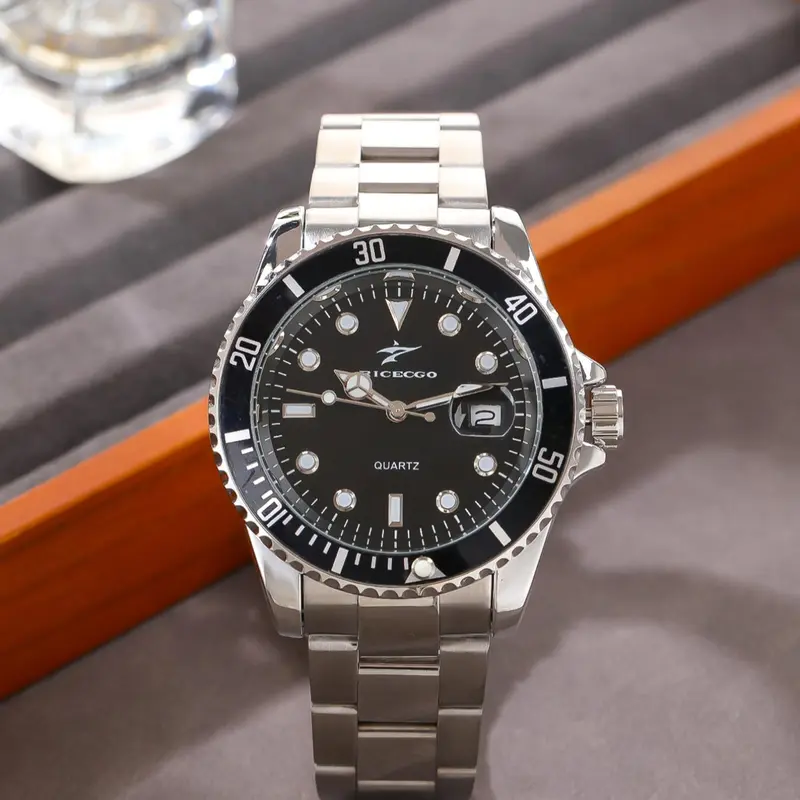 Men's Business Fashion Round Dial Hardlex Glass Round Watch Face Analog Quartz Movement Watch, Business Fashion Watches for Party, Birthday Gift with Box, Stainless Steel Wristwatch, Fashionable Wristwatch, Analog Wristwatches, Buckle Closure