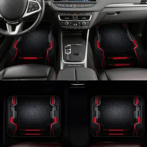 4pcs Vehicle Floor Mats, Car Interior Accessory, with Convenient Cleaning benefits and Crimson Circuitry Maze Design, ideal for Trucks or Crossovers, presenting Car Owner Gift opportunities and compatible with Business Use and Personalized Style.