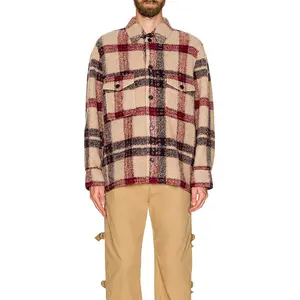 Isabel Marant Kervont Blanket Coat in Burgundy & Ecru