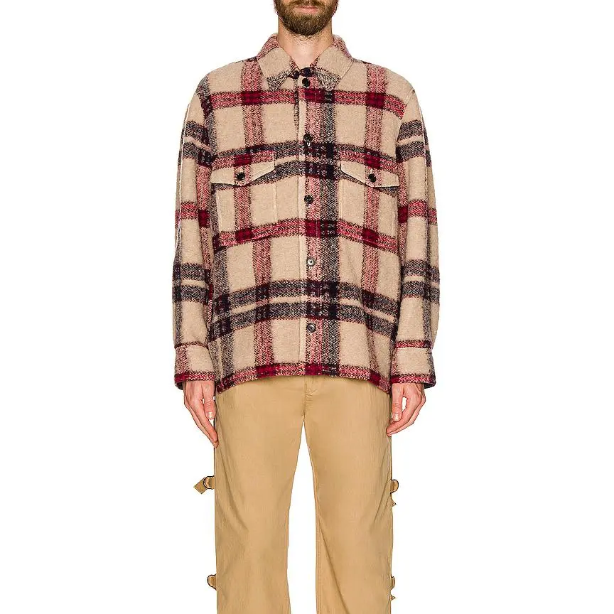 Isabel Marant Kervont Blanket Coat in Burgundy & Ecru
