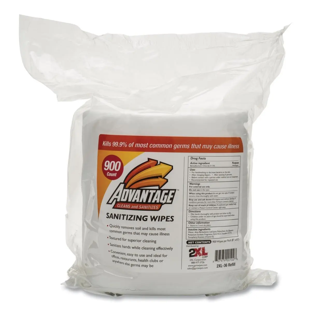 212 MAIN Advantage 2XL Disposable Wipes - 6x8 in Pre-Moistened White Wipes, Odor-Neutral for Gym, Rubber, Plastic, Foam, Leather, Vinyl Surface Cleaning