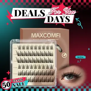 Maxcomfi Ash Gray Privé No Glue Lash | Winged Manga Individual Lashes Left & Right Split Design, Pre-Mapped Split Left & Right Eye Eyelashes, Reusable Self-Adhesive False Lashes For Teen & Young Girls Daily Makeup