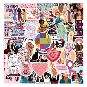 Feminist Series Graffiti Sticker, 50pcs/set Waterproof Self Adhesive Decor Paper, Decor Sticker for Gift Greeting Card Water Bottle Laptop Phone
