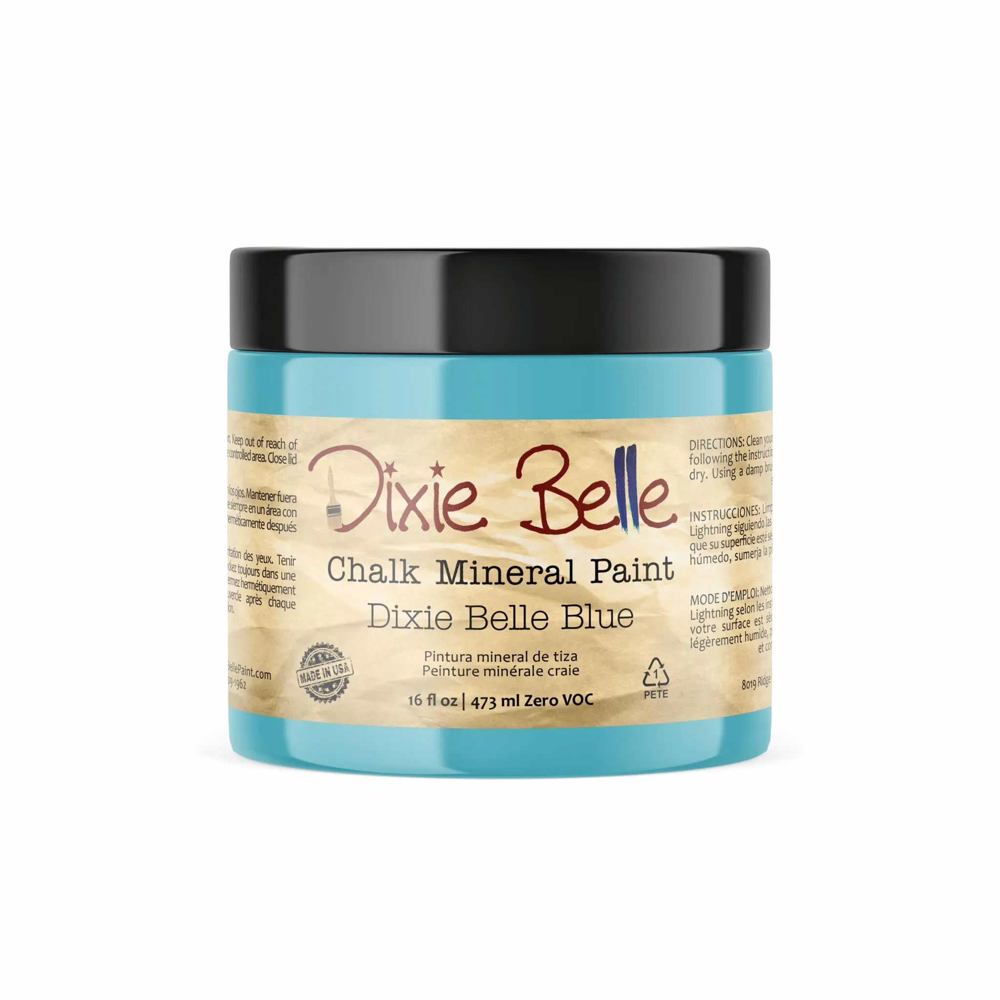 Dixie Belle Paint Company Chalk Finish Furniture Paint | Dixie Belle Blue (16oz) | Matte Sky-Blue Chic Chalk Mineral Paint | DIY Furniture Paint | Made in the USA