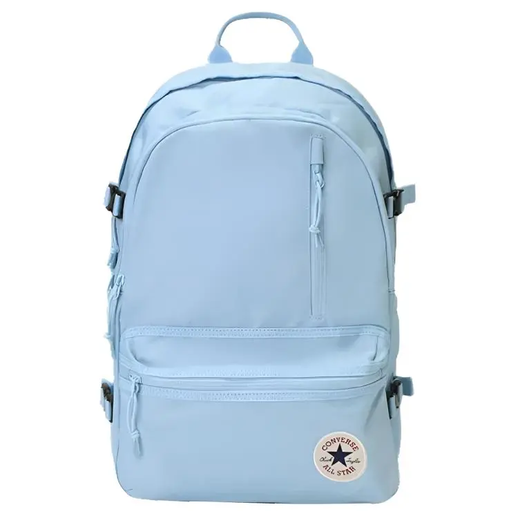 Converse Straight Edge Logo-Embossed Zipper Polyester Backpack, Casual Lightweight Water-Resistant Bookbag for Men and Women (Blue, Backpacks Women)