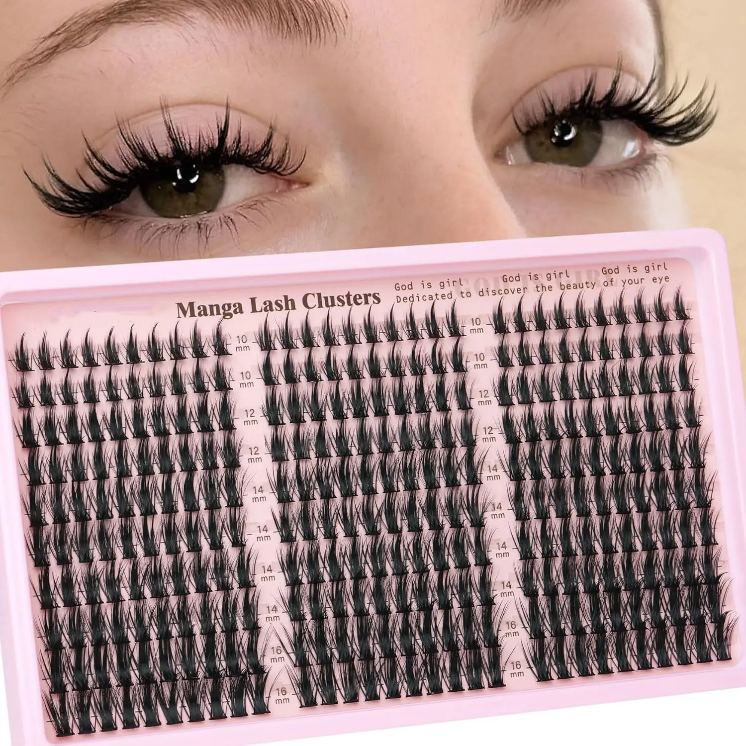 Natural Fluffy Eyelash Clusters 300 Pcs, False Eyelash Extensions, Volumized False Eyelashes, Volume Lashes, Fairy Style Lashes 10-16mm, Anime Cosplay Extension, No Plastic Feel, Single Curl Design, Eyelashes Extensions