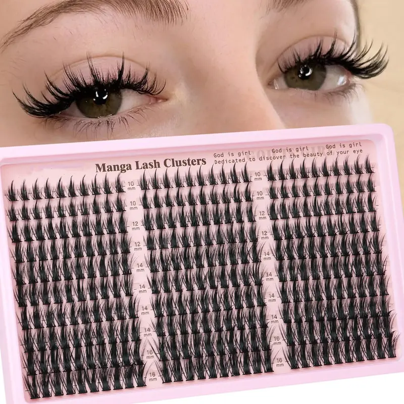 Natural Fluffy Eyelash Clusters 300 Pcs, False Eyelash Extensions, Voluminous False Eyelashes, Volume Lashes, Fairy Style Lashes 10-16mm, Anime Cosplay Extension, No Plastic Feel, Single Curl Design, Eyelashes Extensions