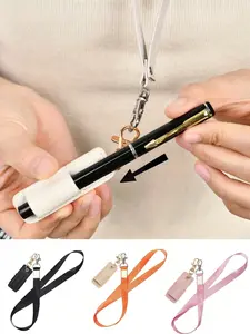 Neck Hanging Nurse Pen Case, Portable Keychain, Keychain Accessories, Small Leather Pen Holder, Office Pen Storage Clip, Faux Leather Pencil Box, Versatile Use, Gift Idea, Keyring Clip