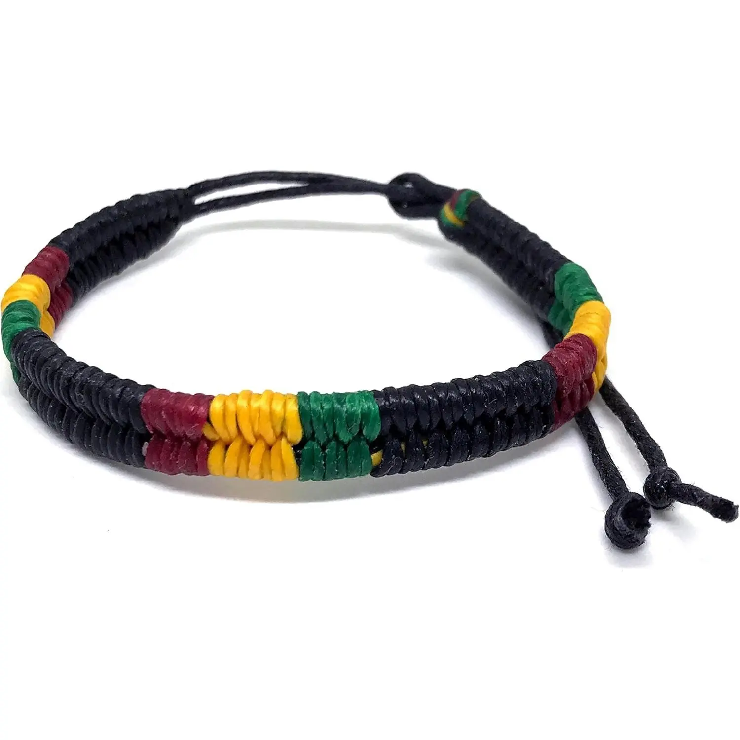 Rasta Braided Cotton Bracelet - Jamaican Adjustable Wristband for Men Women