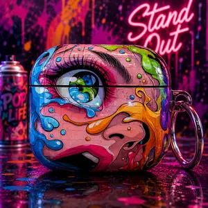 Pop Art AirPods Case, Graffiti AirPods Cover, Street Art Earbuds Case, Neon Urban Aesthetic AirPods Pro 1 2 3 4 Case,Trendy Y2K Gift for Her