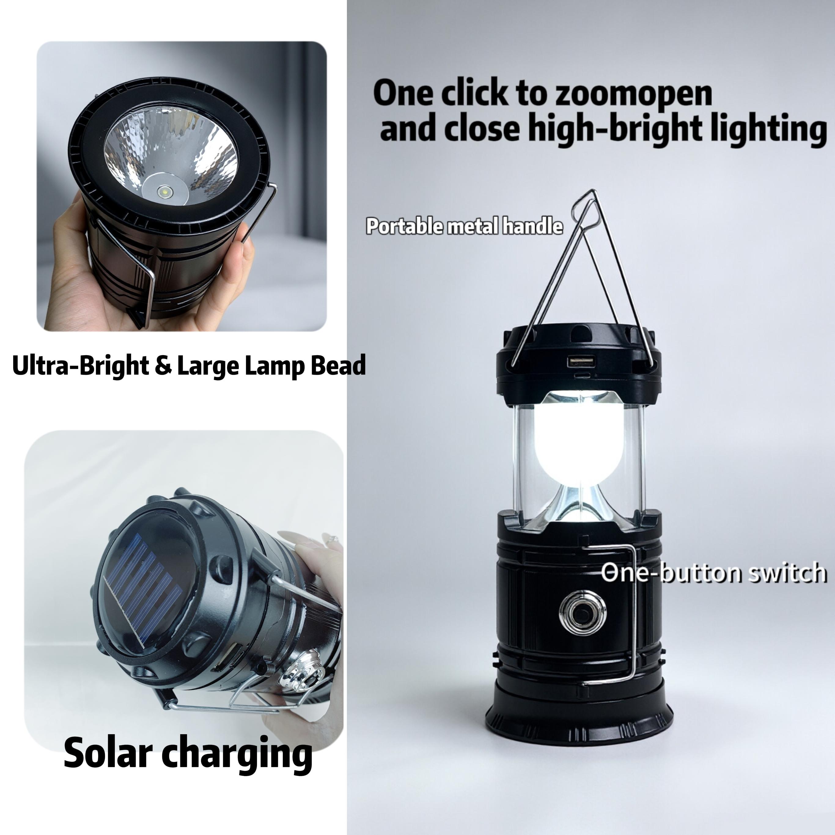 4-Piece Collapsible Portable LED Rechargeable Lanterns - Lightweight Waterproof Mini Solar Recharge Wireless Flashlight, Solar & USB Charging for Indoor/Outdoor Emergency Use, Mini Solar Lanterns sohochic