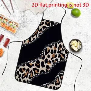 Leopard Print Apron with Color Block Design, Durable Cooking Apron for Bakers, Cake Decorators, BBQ Enthusiasts, Gardeners, Artists