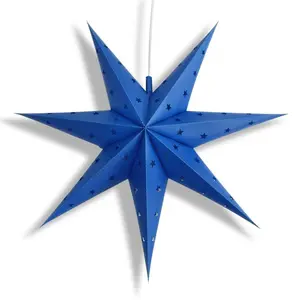 BLOWOUT 18" Dark Blue 7-Point Weatherproof Star Lantern Lamp, Hanging Decoration