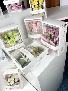 Rose Soap Flower Artificial Bouquet, Dried Flowers Gift Box for Girlfriend, Beautiful Eternal Flowers Valentine's Day & Anniversary Present