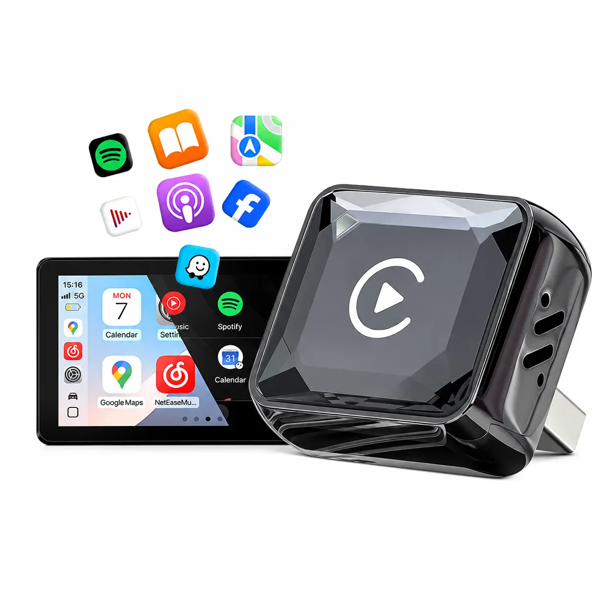 [Summervibes] 2026 Diamond Edition Dual System Wireless CarPlay Adapter, 2-in-1 Wireless CarPlay & Android Auto, Fast Autoconnect, Seamless Navigation, Music, Calls, Plug-n-Play