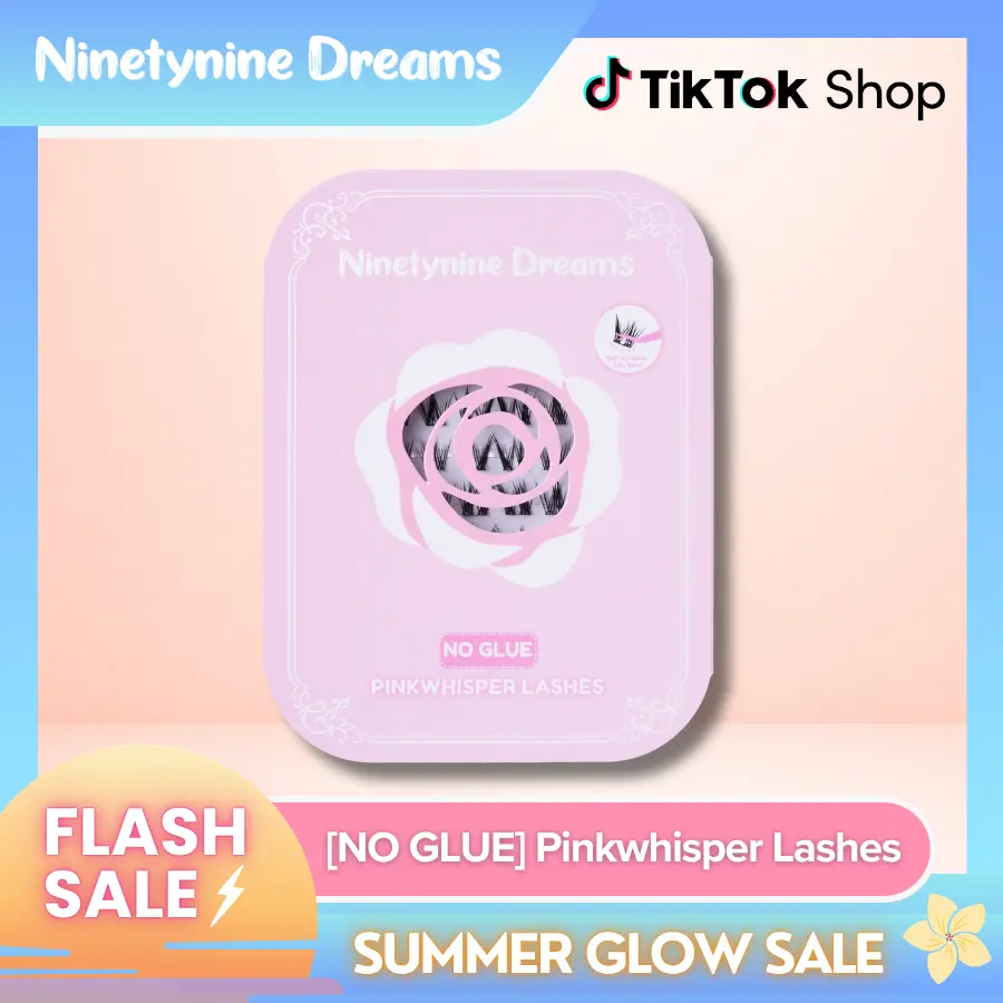 Ninetynine Dreams [NO GLUE] Pinkwhisper Self-Adhesive Lashes | 9-13mm C Curl Press-On No Glue Required Lash Clusters - Spiky Wispy Anime Manhua Style Beginner-Friendly Reusable Lightweight Daily Eyelashes with Ultra-Thin Self-Stick Jelly Band