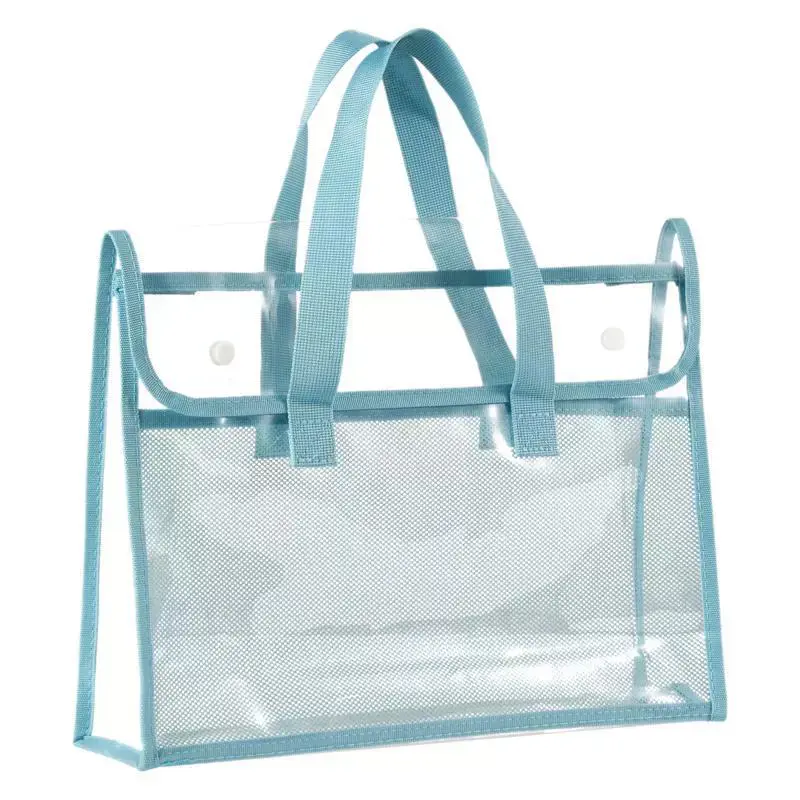 Waterproof Blue Clear PVC Storage Tote Bag - Functional Luggage for Shopping and Organizing