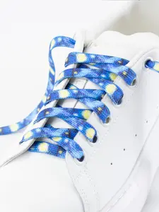 Blue Starry Sky Print Canvas Shoe Laces Set, Metal Head Flat Sports Shoelaces, Universal Fit for All Sneakers, 1 Pair