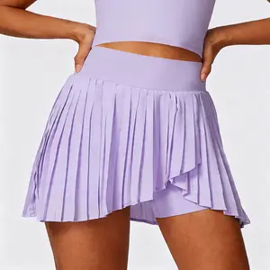 Women's sporty skirts, stylish short T-shirts with pleats, breathable gym running wear, summer sports apparel for women