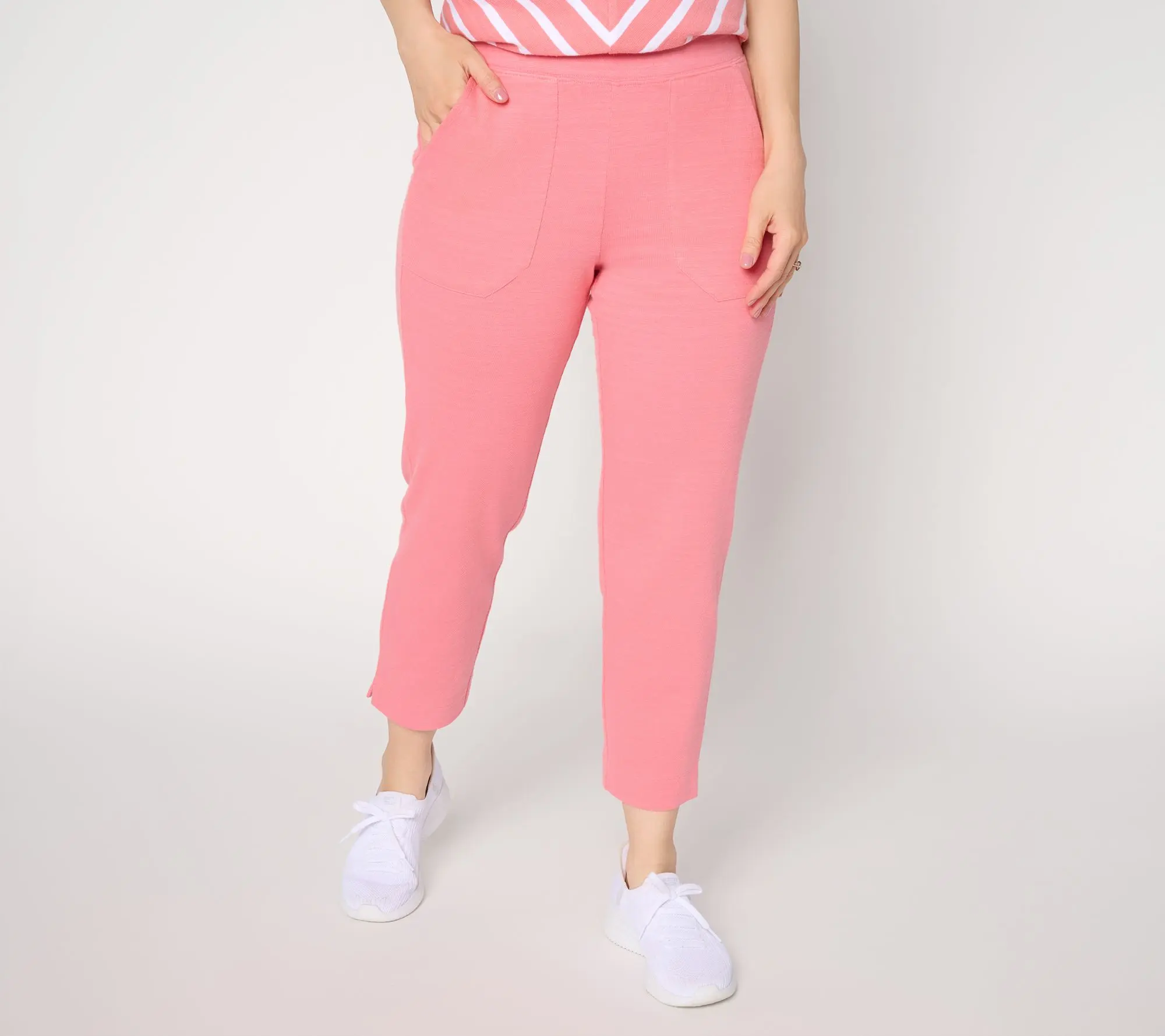 Denim & Co. Regular Textured Cotton Straight Leg Crop Pants