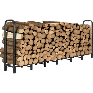 8FT Firewood Rack Holder,Heavy Duty Firewood Storage Log Rack for Outdoor&Indoor,Fireplace  Rack for  Storage
