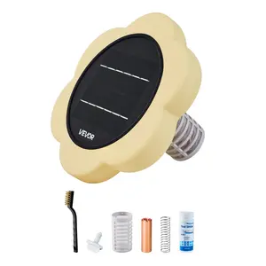 VEVOR Solar Pool Ionizer, Petal Copper Pool Ionizer Up to 45000 Gal, Floating Automatic Water Cleaner and Purifier, Chlorine Free Water, with Copper Anode, Spring, Brush and Filter for Pools & Spas