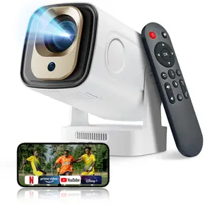 Upgraded HY260 PRO MINI Portable Projector, Native 1080P Support for 4K Resolution with Bluetooth 5.4 WIFI6 300 ANSI Android 11,180° Rotatable, Auto Keystone Correction,35"-130" Screen Video Projector