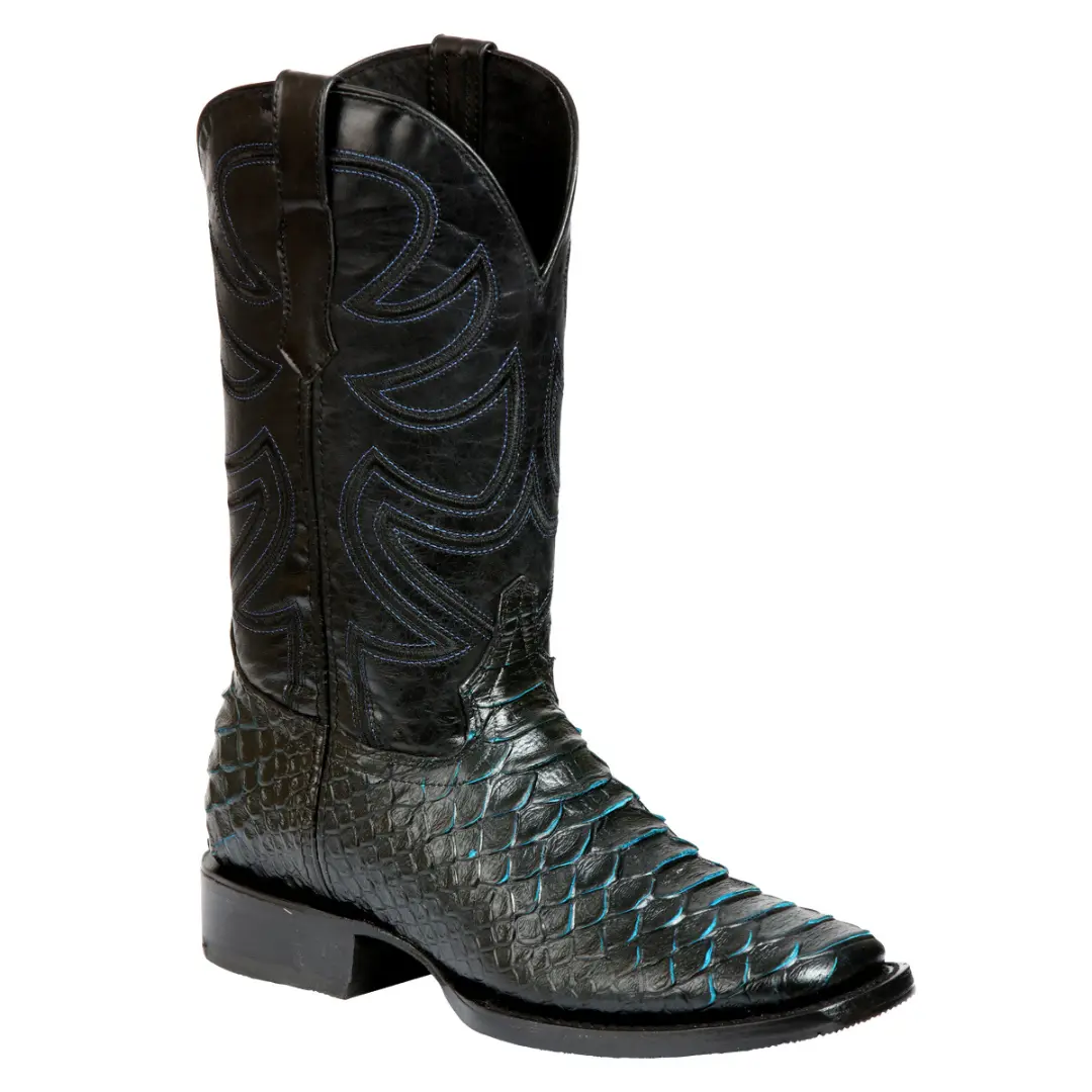 El General Men’s Rodeo Boot Imitation Python Print - Black/Blue