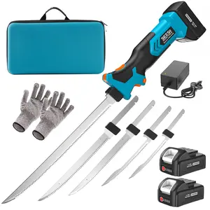 SEESII Cordless Fillet Knife - 4 Blades, 2 Rechargeable Batteries, Non-Slip Grip & Safety Switch with Carry Bag for Outdoor Fishing fathersdaygift