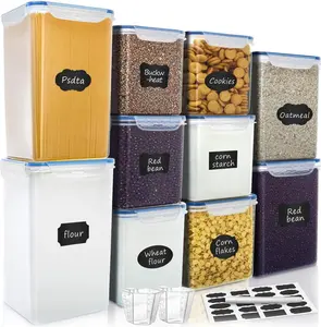 Large Tall Airtight  Storage Containers, 10 PACK Plastic Airtight Kitchen & Pantry Organization, Ideal for Flour & Sugar Plastic Canisters with Labels