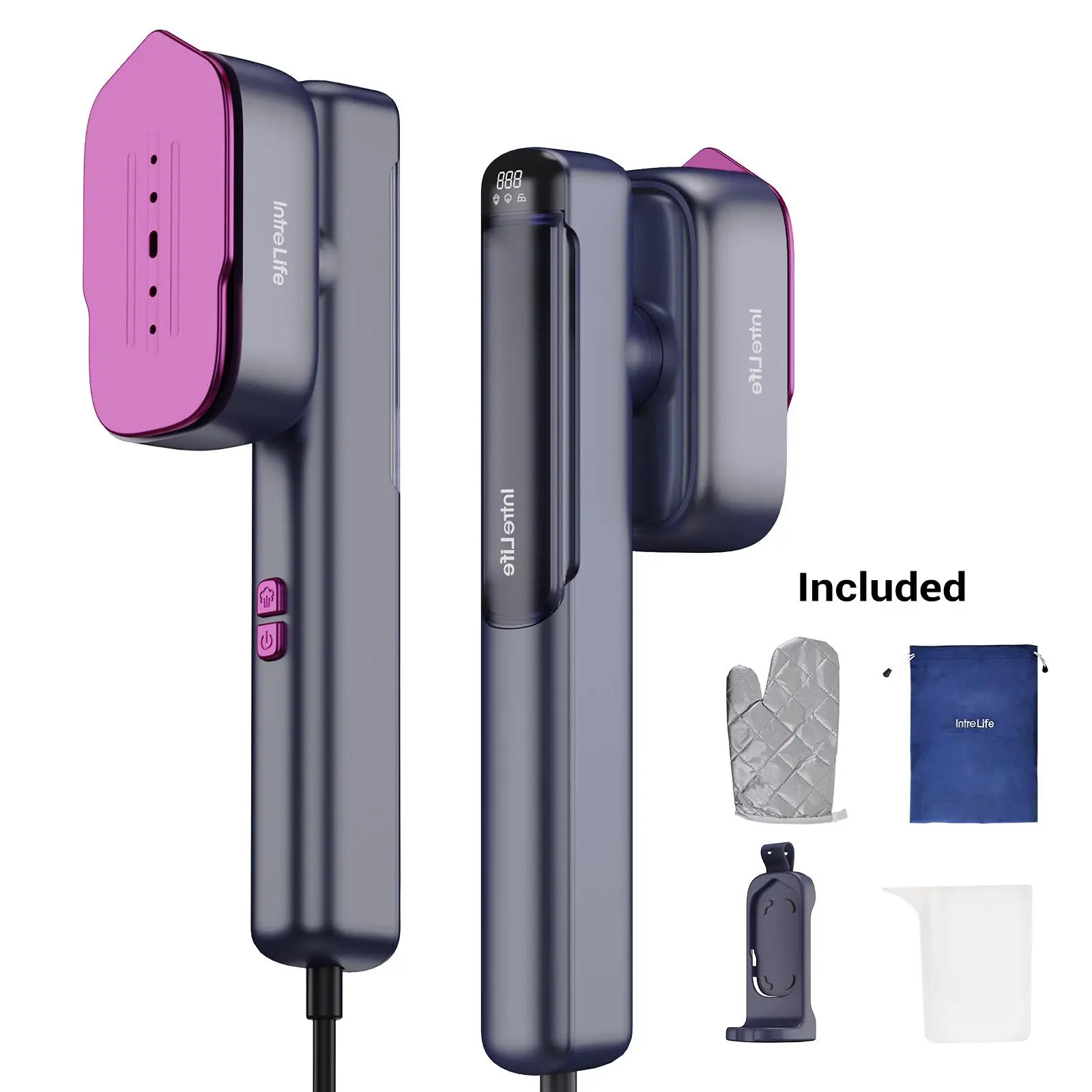 IntreLife Garment Steamer for Clothes, Hanrdheld Steamer & Iron 2 In 1,15s Fast Heat Up,110-240V Wide Voltage, Suitable for Global Travel clothes iron