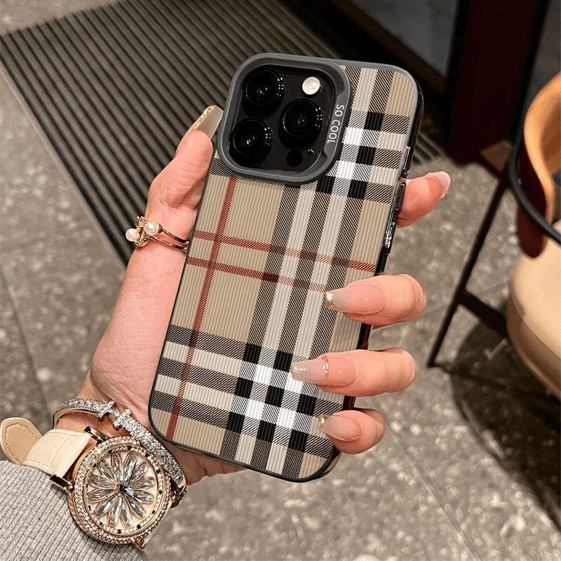 Creative Simple Plaid Applicable iPhone 17 16 Plus 15 Promax 14 13 12 11 Drop-Resistant Protective case.HM163