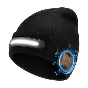 Bluetooth Beanie with LED Light, Wireless Music Knit Hat with Headphones for Men & Women