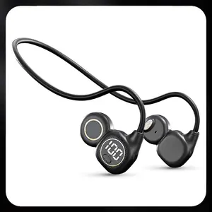 Open-Ear Neckband Headphones Bluetooth 6.0 Wireless Air Conduction Sports Earphones with LED Battery Display for Running Cycling Gym Workout