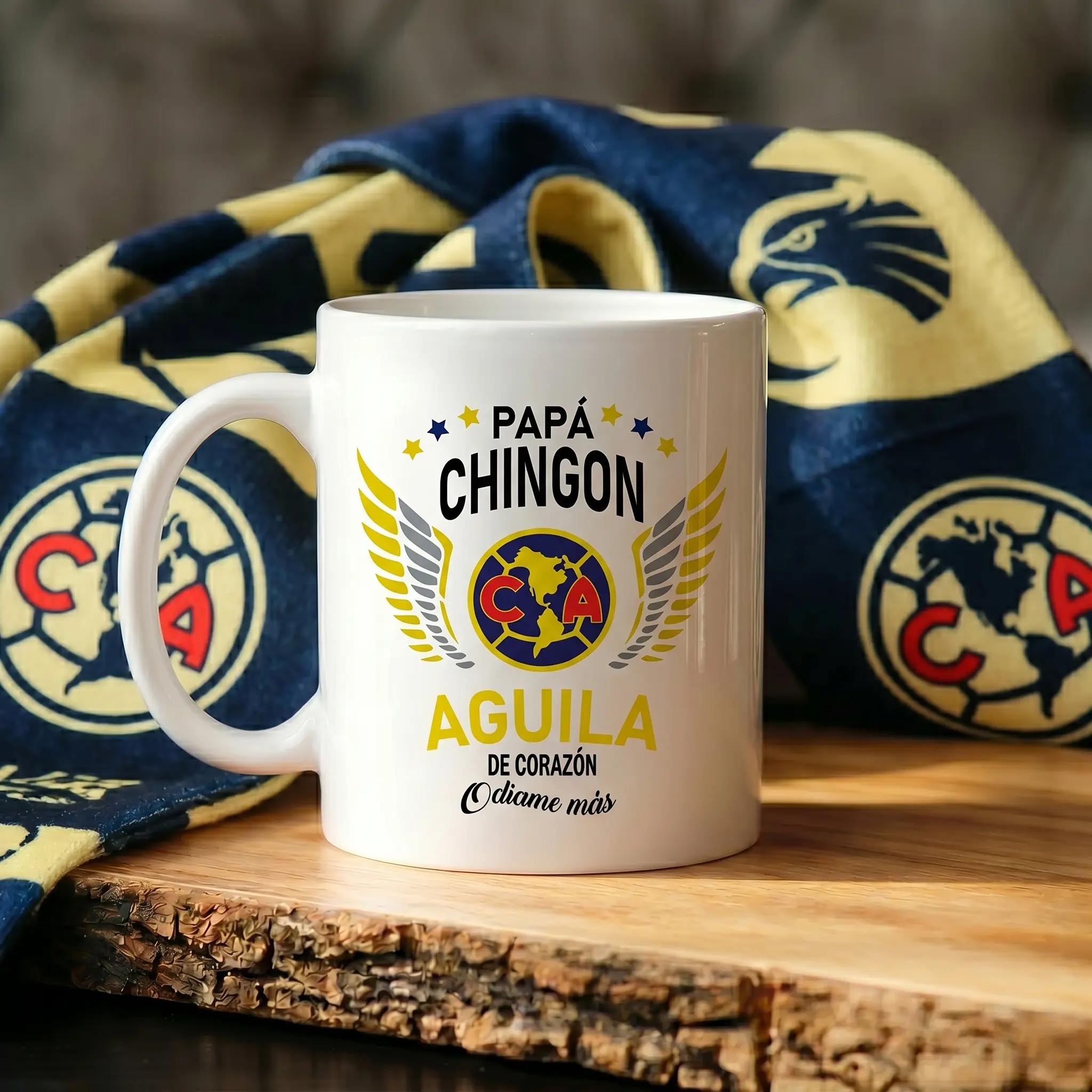Aguila Papá Chingón Mug 11oz 15oz – Soccer Fan Coffee Mug, América Football Dad Gift, Aguila de Corazón Ceramic Cup for Futbol Lovers