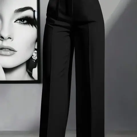 Women's High Waisted Slimming Straight Leg Pants, Casual High Rise Elastic Waisted Zipper Drop Crotch Leisure Trousers, Fitted All Seasons Fashion, Casual Plain Trousers