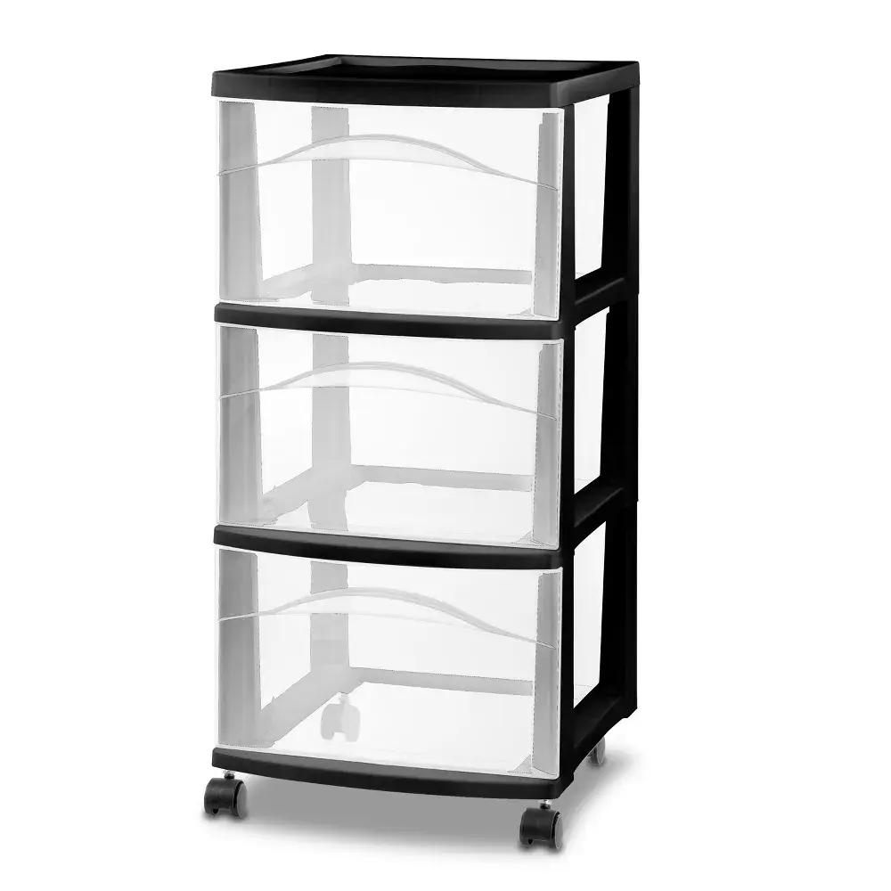 3 Drawer Medium Cart Black