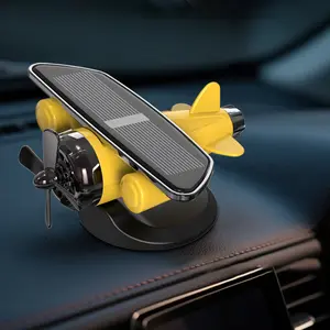 Solar Powered Airplane Car Dashboard Ornament, Rotating Propeller Drift Plane Decor, Inertia Swing Car Interior Decoration, Stress Relief Driving Toy, Dashboard Accessory White/Yellow, Car Interior Ornaments