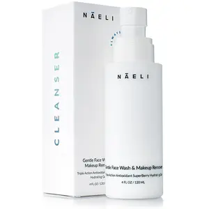 NAELI Gentle Face Cleanser - All Natural Anti Aging Vitamin C Face Wash for Sensitive & Dry Skin with Hyaluronic Acid & Antioxidants, 4 oz