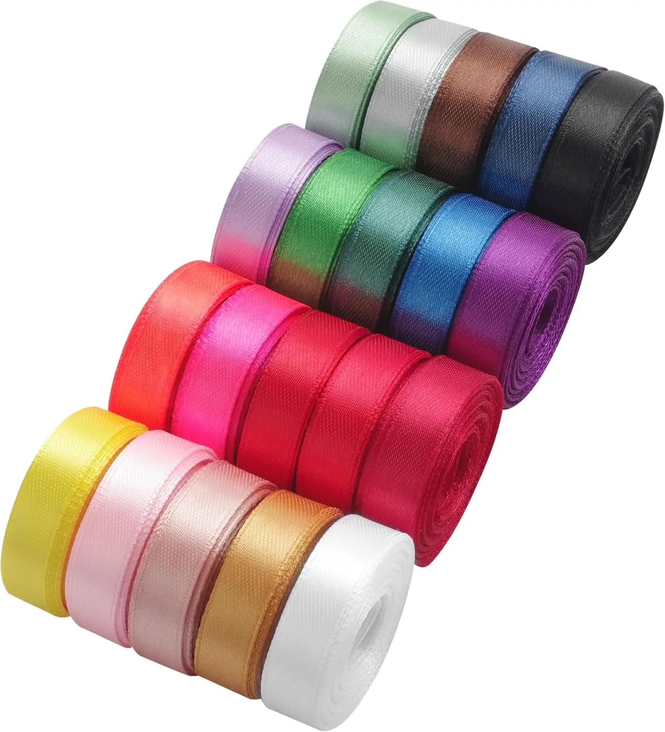 LIUYAXI 20 Colors 100 Yard Satin Ribbon Fabric Ribbon Assorted Ribbon Rolls, 3/8 Inch Wide 5 Yard/Roll, Rinbow Ribbons Perfect for Gift Wrapping, Crafts, Hair Bows, Wedding Party Decor,Flower Bouquet