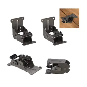 0-90-180 Degree Folding Hinge Locking Foldable Invisible Brackets for Table Extension Panel Support in Galvanized Iron, 4pcs