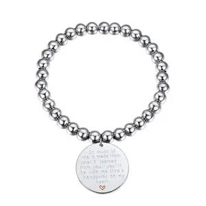 PROSTEEL Beads Bracelet Stainless Steel Wicked Inspired Stamped Charm for Good Lyrics Friendship Rosary Bracelets Unisex For Men Women Gift Box