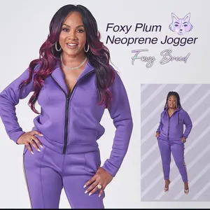 Foxy Breed Neoprene Jogger Pants for Women- Plum