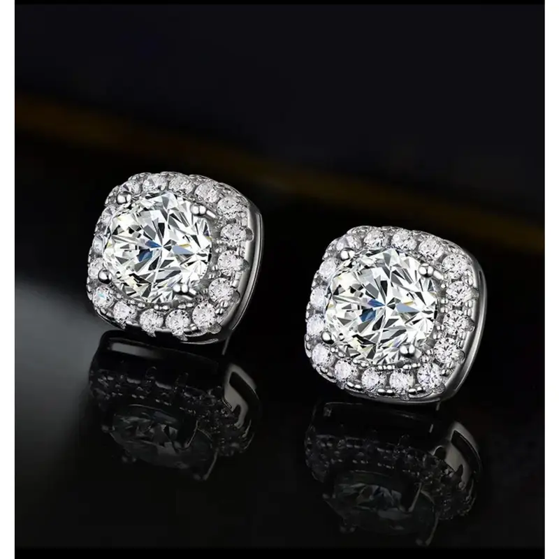 Buburbo 2026 New Arrivals Fresh Design S925 Silver Elegant Stud Earrings - Crafted with Genuine Moissanite, Men’s Classic Jewelry, Authenticity Certificate, Dealsforyoudays Gift for Adults Male, Mother's Day Unisex Wedding Jewelry