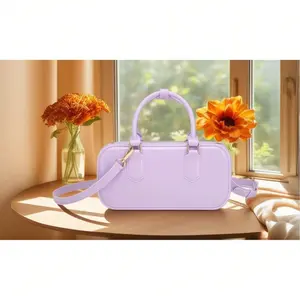 Jelly Tote Small Glossy Soft Adjustable Strap Duffel Style Jelly Purse Mini Cute Waterproof Pvc Crossbody for Woman
